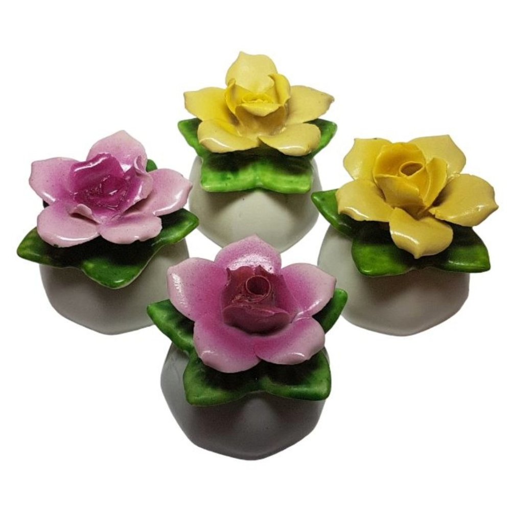 Vintage Porcelain Salt and Pepper Shakers Pink Roses Yellow Roses Flower Floral